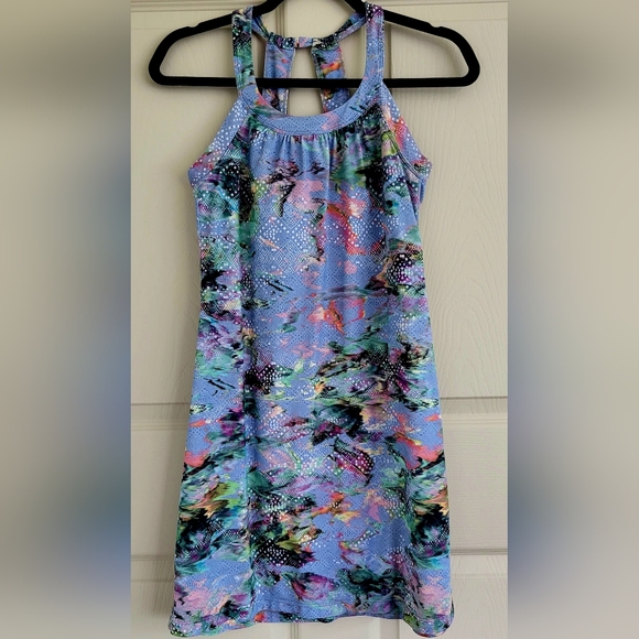 PrAna 'Cantine' Periwinkle Abstract Fractal Sleeveless Activewear Dress, Size XS - Picture 3 of 10